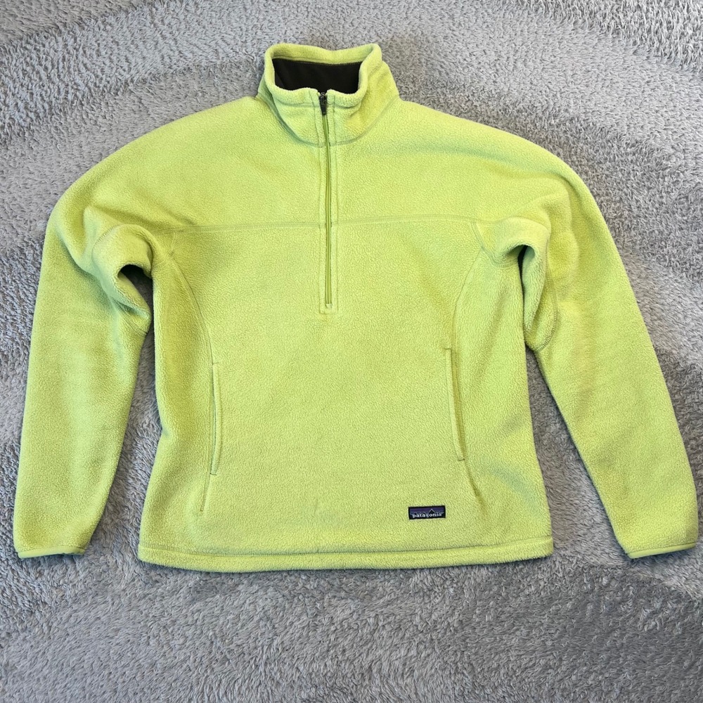 Patagonia Synchilla Fleece Pullover 1/4 Zip Lime Green Womens Large Outdoor Cozy - Picture 3 of 8